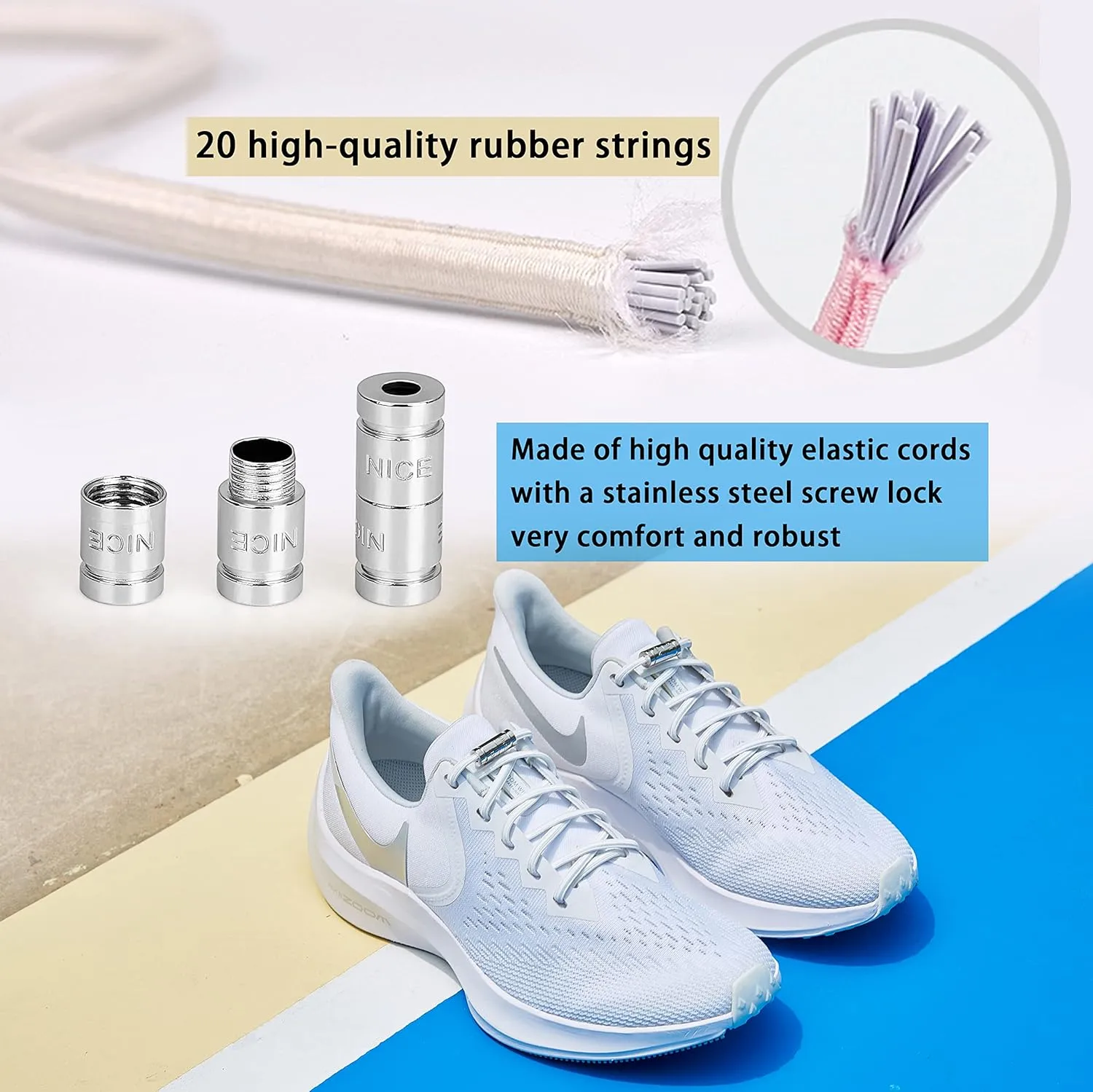 anan520 Elastic Tieless Shoe Laces - No Tie Shoelaces for All Adult and Kids Sneakers