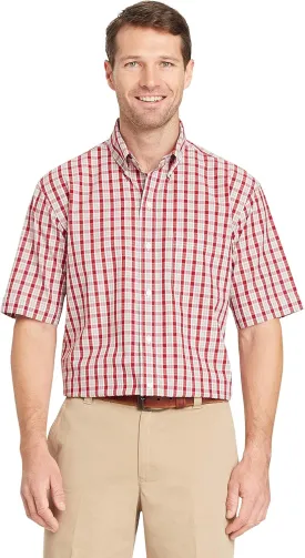 ARROW USA 1851 Men's Hamilton Poplins Short Sleeve Button Down Plaid Shirt
