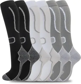fenglaoda 6 Pairs Compression Socks for Women & Men Knee High Cute Circulation Socks for Nurse Pregnant Travel Athletic
