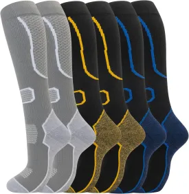 fenglaoda 6 Pairs Compression Socks for Women & Men Knee High Cute Circulation Socks for Nurse Pregnant Travel Athletic