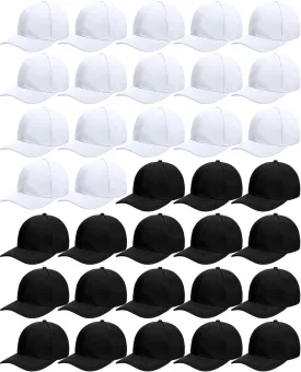 Foaincore 36 Pack Blank Baseball Cap Bulk Adjustable Back Strap Sublimation Hats Plain Unisex Trucker Hat for Men Women