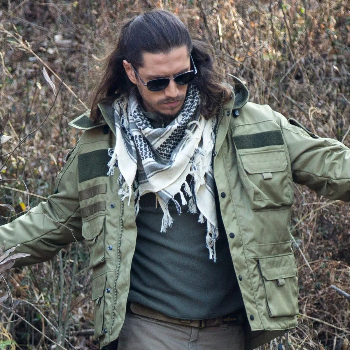 FREE SOLDIER Scarf Military Shemagh Tactical Desert Keffiyeh Head Neck Scarf Arab Wrap with Tassel for Men Women