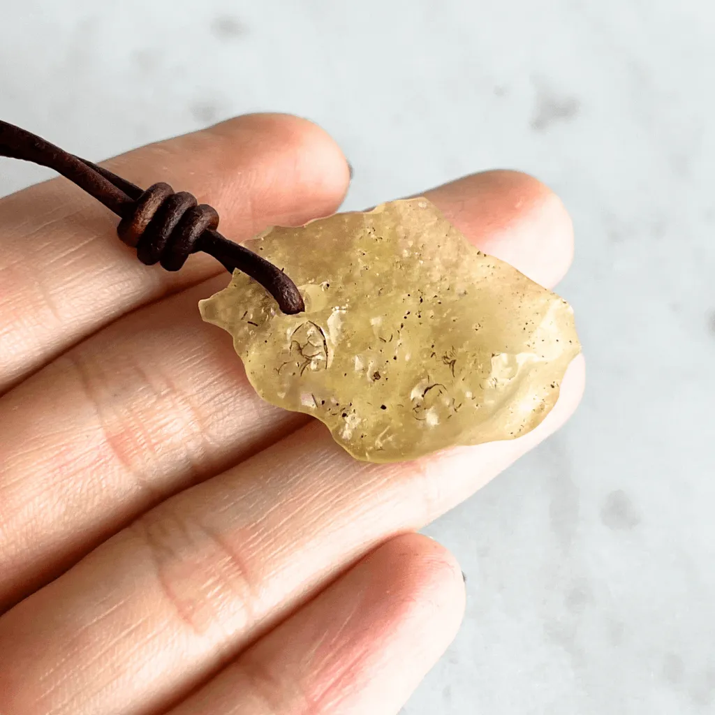 Libyan Desert Glass OOAK Gemstone Pendant - Desert Enchantment