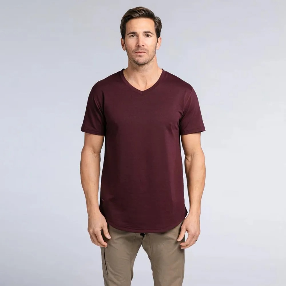 Men's Drop-Cut V-Neck ?C Plain Tshirts for Men ?C Soft Polyester, Cotton, Spandex ?C Moisture Wicking, Wrinkle Resistant