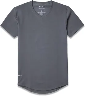 Men's Drop-Cut V-Neck ?C Plain Tshirts for Men ?C Soft Polyester, Cotton, Spandex ?C Moisture Wicking, Wrinkle Resistant
