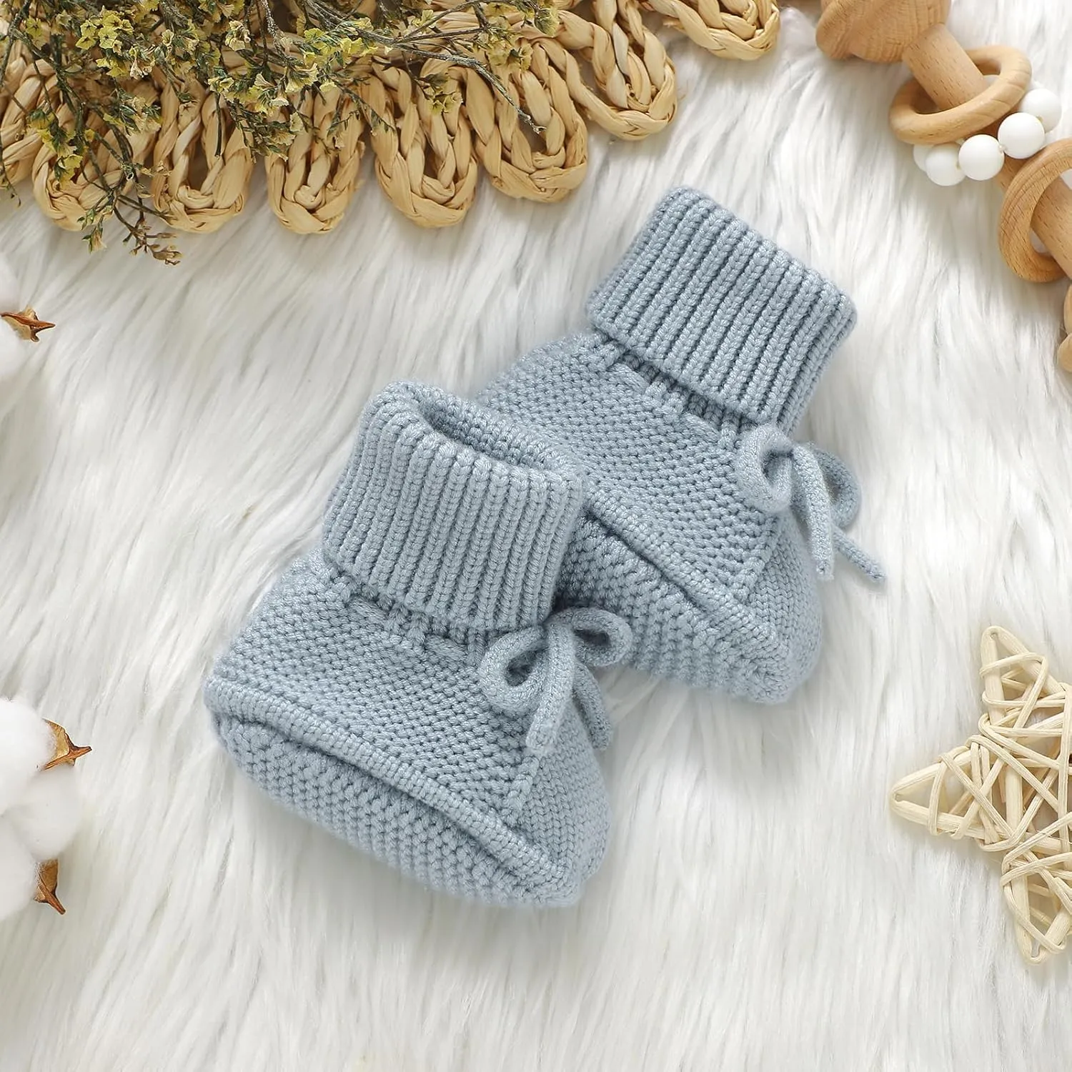 mimixiong Baby Booties Newborn Infant Sock Shoes Hand Knitted Boy and Girl Cozy Shoes