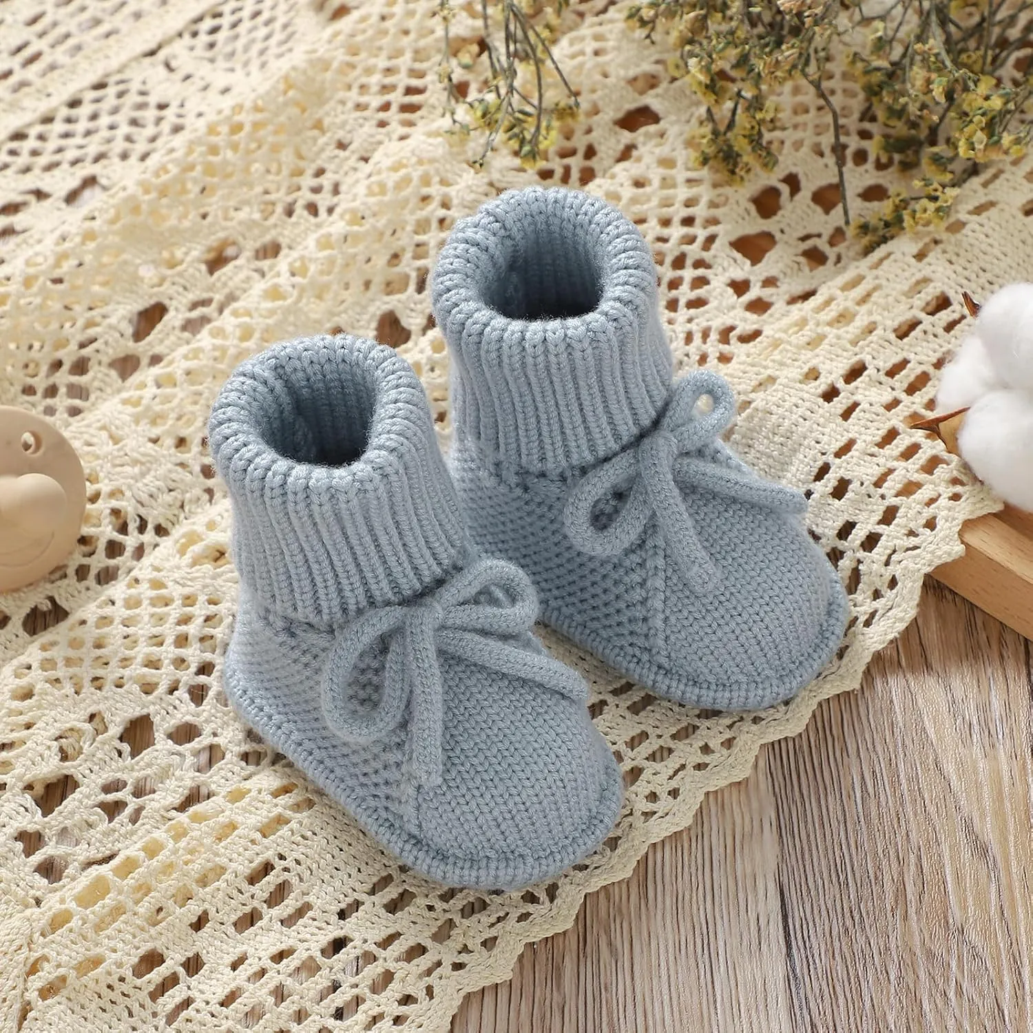 mimixiong Baby Booties Newborn Infant Sock Shoes Hand Knitted Boy and Girl Cozy Shoes