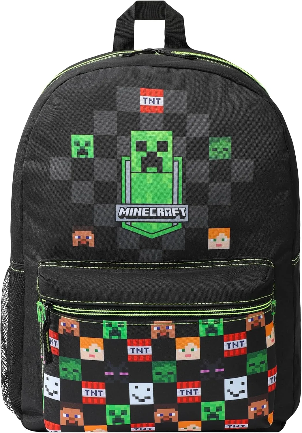 Minecraft Backpack for Boys Kids Teens Adjustable Straps Front Pocket Daypack Backpacks for Sports Gym School Gamer Gifts (Black)