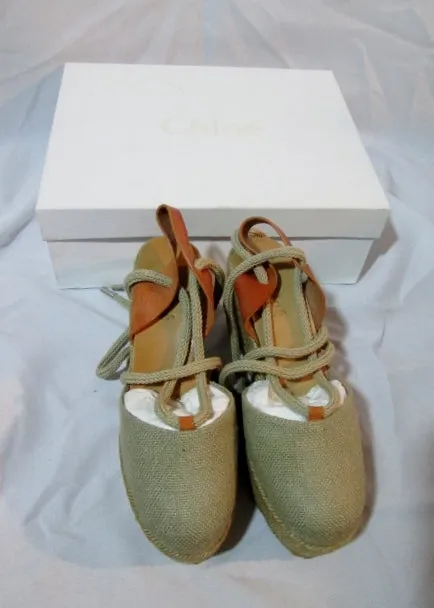 NEW CHLOE PLATFORM WEDGE ESPADRILLE Shoe Sandal 36 / 6 NATURAL ESPERDRILLES