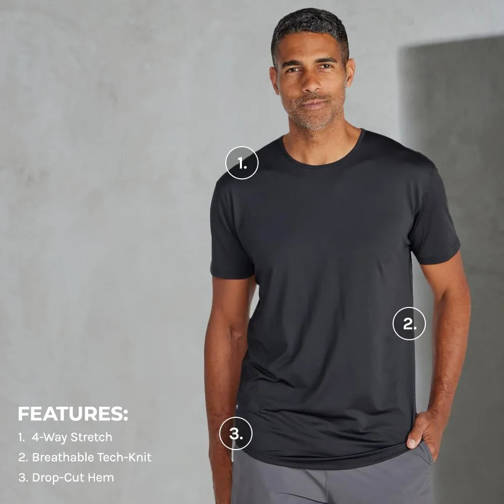 Performance Drop-Cut Men's T Shirt ?C Athletic Drop Cut Crewneck Tee ?C Moisture Wicking, Quick-Dry, Tapered Fit