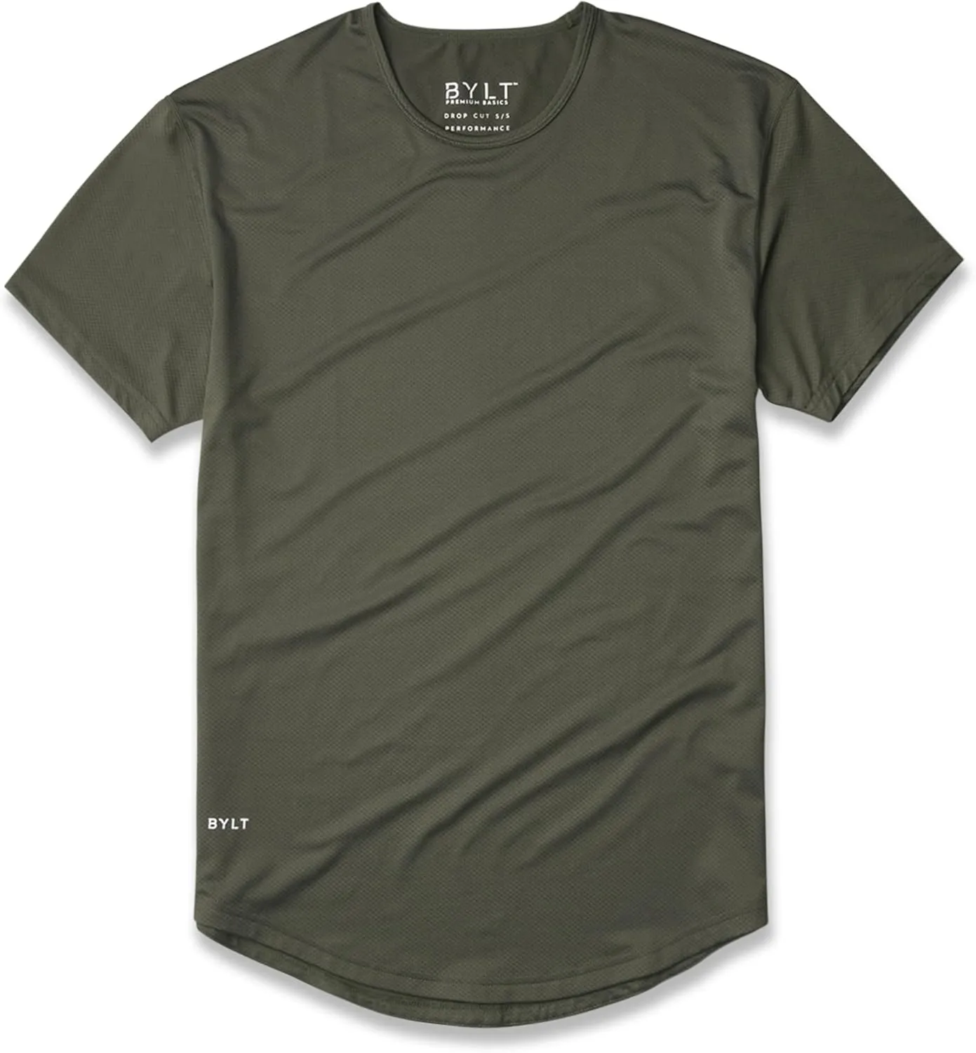 Performance Drop-Cut Men's T Shirt ?C Athletic Drop Cut Crewneck Tee ?C Moisture Wicking, Quick-Dry, Tapered Fit