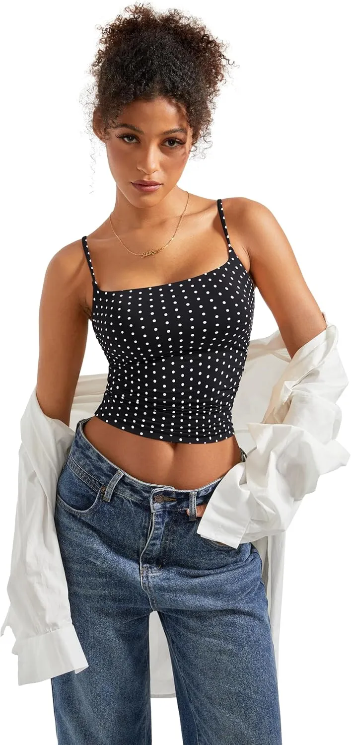 SUUKSESS Women Sexy Square Neck Tank Top Summer Y2K Going Out Basic Cami Shirt