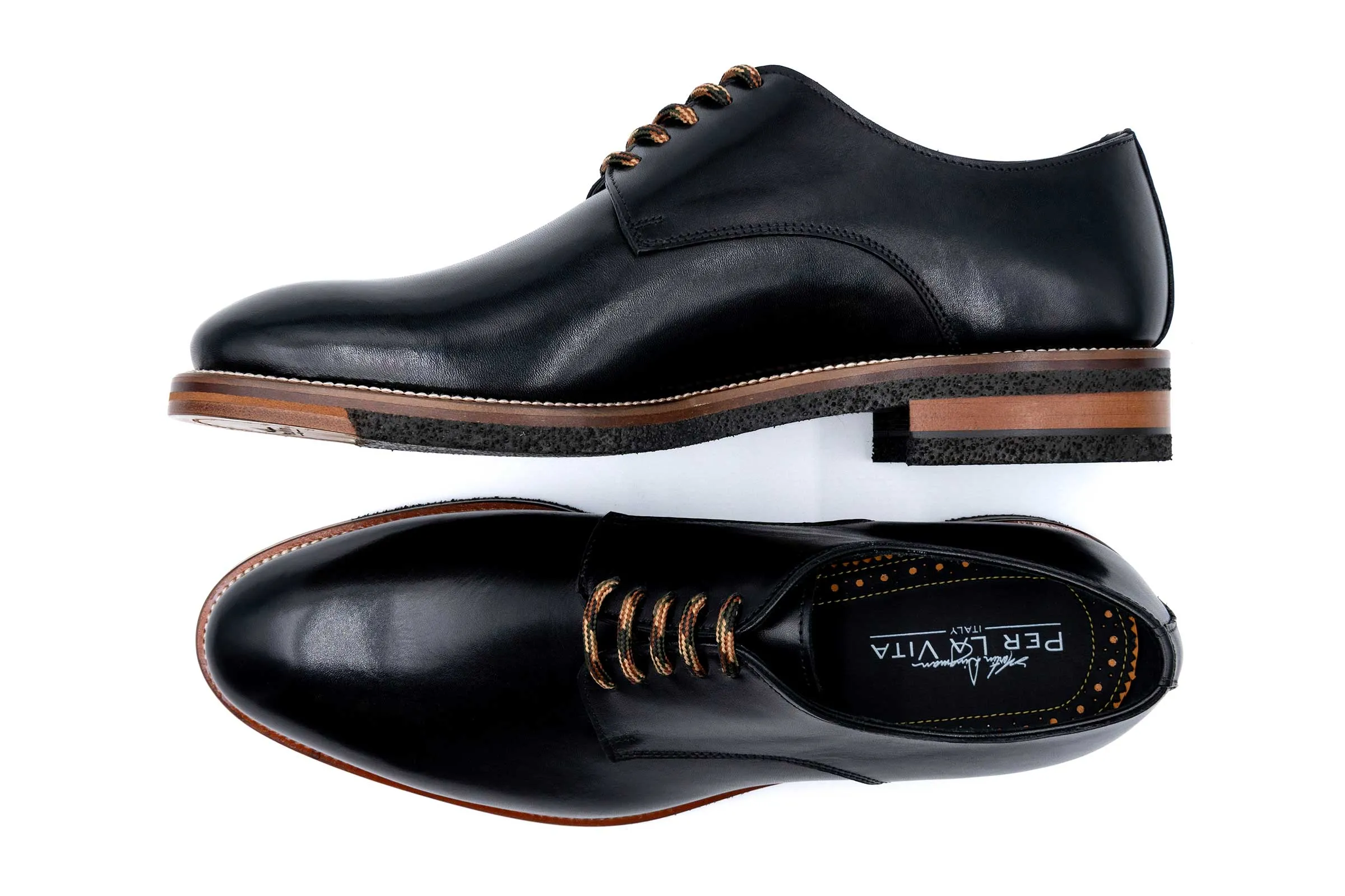 Tuscan Italian Saddle Leather Plain Toe - Nero