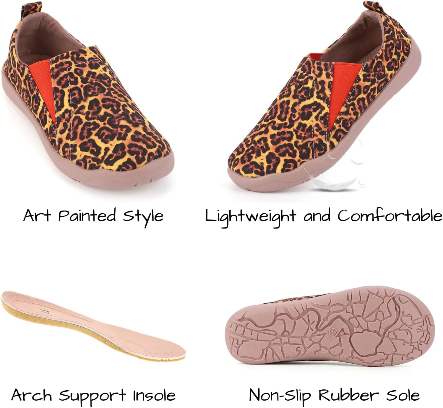 Women's Art Painted Casual Loafers, Extra Wide Slip-on Diabetic Shoes for Women, Comfortable Canvas Arch Support Walking Shoes