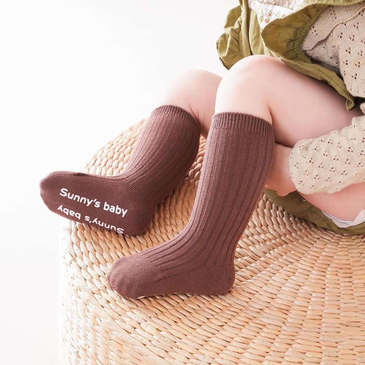 Zumou Toddler Knee High Socks Non Slip Anti Skid Baby Boy Girls Seamless Long Stockings